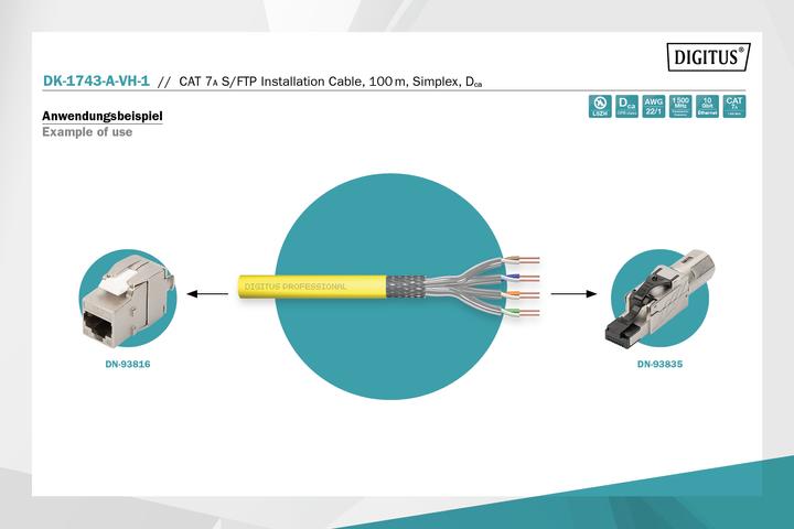 Produktbild Digitus Netzwerkkabel (S/FTP, CAT7a, 100 m)