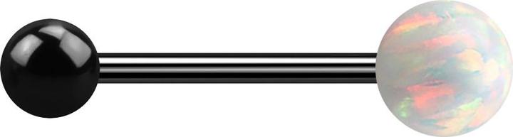 Produktbild Star Piercing Micro Barbell schwarz mit Kugel und Kugel Opal weiss (ohne Messing, Chirurgenstahl 316L)