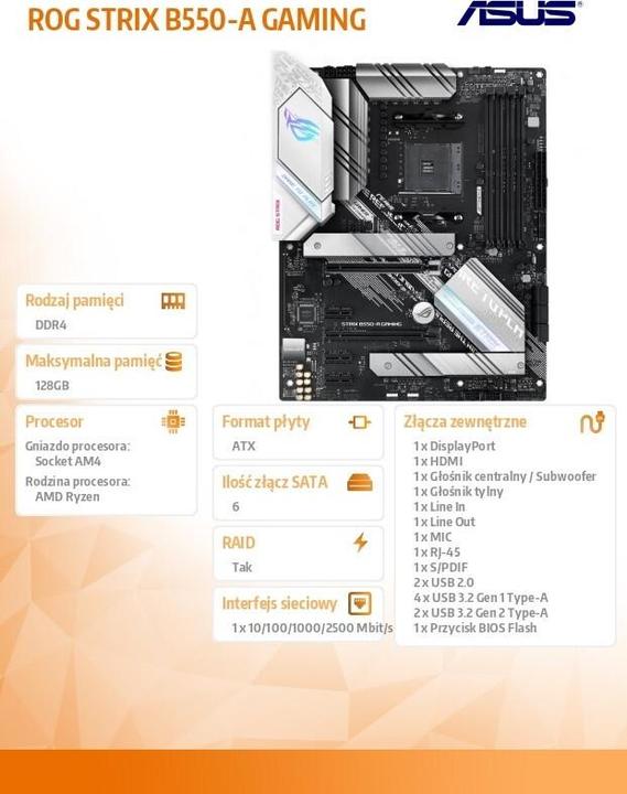 Actual product image ASUS ROG STRIX B550-A GAMING (AM4, AMD B550, ATX)