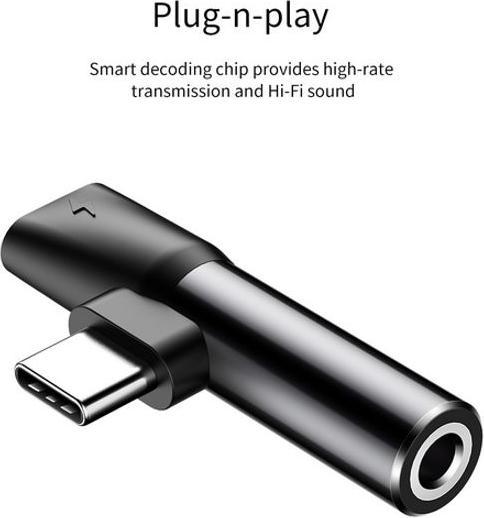 Actual product image Baseus 2in1 USB Type-C Adapter (USB Type C, 3.5mm jack, USB Type C)