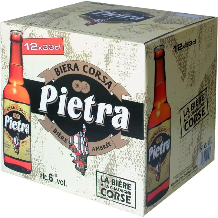 Actual product image Pietra This white ale has notes of cereals, yellow fruits and citrus fruits. A light and fizzy body, a roun (12 x 33 cl)