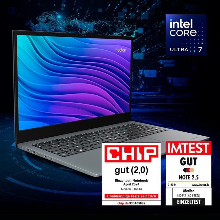 Produktbild Medion E15443 (15.60", Intel Core Ultra 7 155H, 16 GB, 1000 GB, DE)