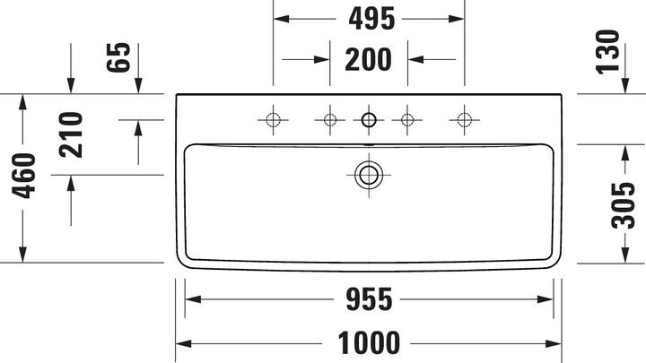Actual product image Duravit No.1 washbasin, 1 tap hole, with overflow, 1000x460mm, glazed underside (460 mm, 1000 mm)