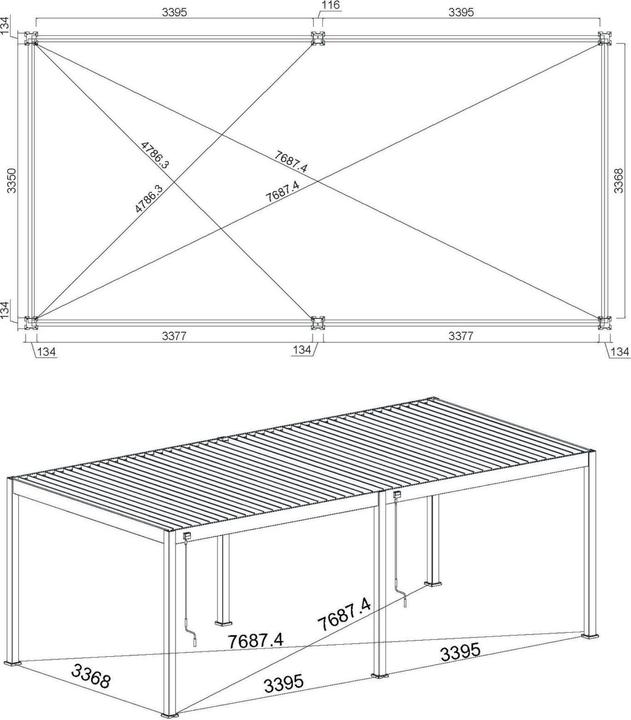 Image du produit Weide Pergola Deluxe Plus 3.6x7.2m avec toit à lamelles Blanc (360 cm, 720 cm)