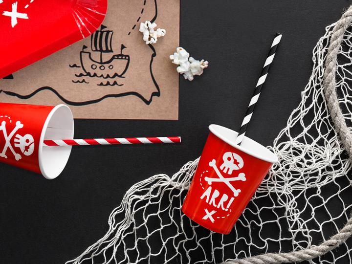 Produktbild Partydeco Rot-weiss gestreifter Papierstrohhalm (10 x)