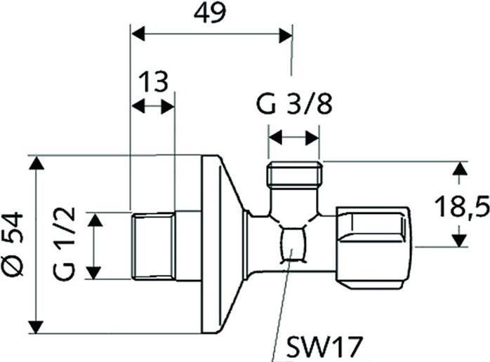 Produktbild Schell Angle valve, 1/2 " x 3/8 "