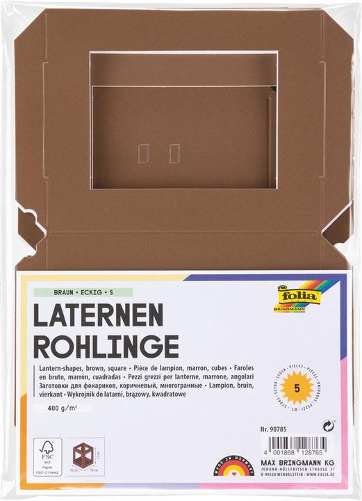 Produktbild Folia Mini-Laternen-Zuschnitt, 100 x 100 x 120 mm, braun