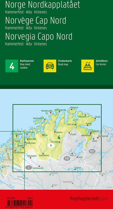 Image du produit Norvège Cap Nord, carte routière 1:400.000, freytag & berndt