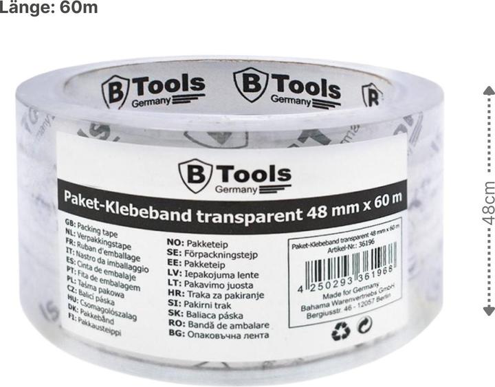 Produktbild Bahama Warenvetriebs Paketklebeband 48mm x 60m Packband Kartonklebeband Abrollklebeband (48 mm)