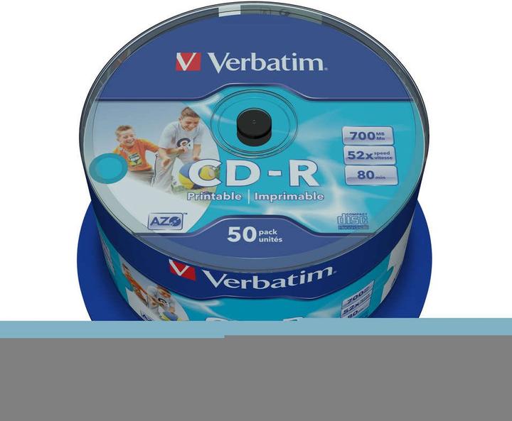 Produktbild Verbatim CD-R, 52x, 700MB, 50er Spindel, bedruckbar (50 x)