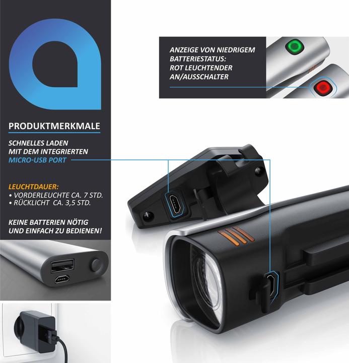 Actual product image Aplic LED bike light set (300 lm)