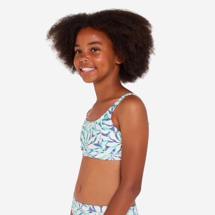 Produktbild Olaian Bikini-Oberteil Mädchen Bustier verstellbar 500 Nora violett geblümt (10, 11, 12)