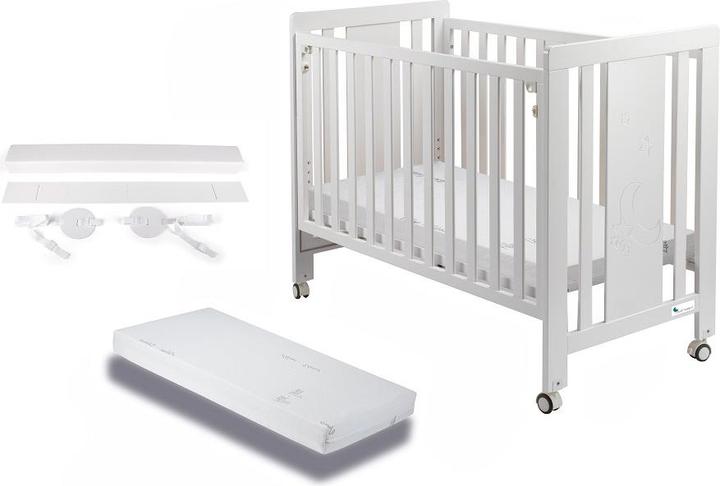 Produktbild Interbaby KINDERBETT FÜR MATTRATZEN 60X120 - MOD. MONET - WEISS + MATTRESS + KIT CO-SLEEPING (60 x 120 cm)