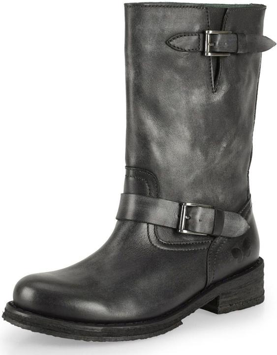 Felmini COOPER E034 Schwarze Bikerstiefel aus Leder mit handgewaschenem Vintage-Finish, weichem Leder und zw