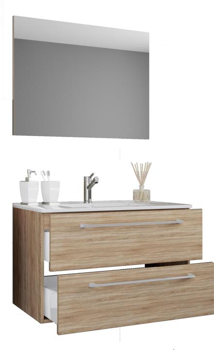 Immagine prodotto VCM Set lavabo 3 pezzi arredo bagno Badinos 2 cassetti specchio