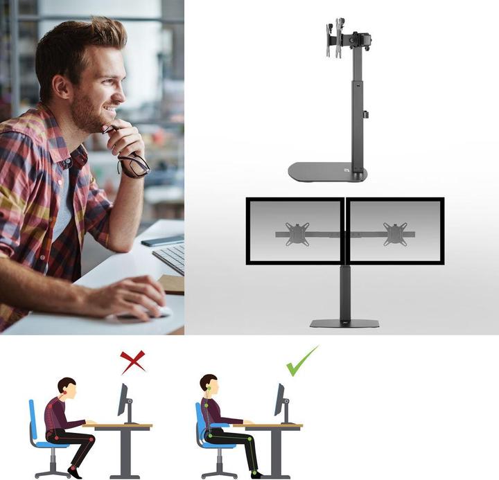 Produktbild Monitor Desk Stand, 2 screens up to 27ö, with gas spring (Tisch, 27")