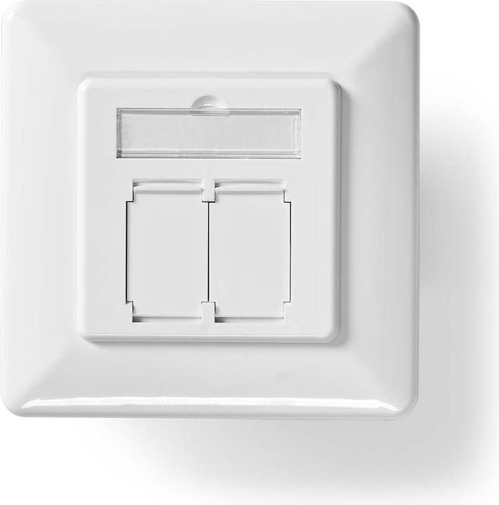Actual product image Nedis Network wall outlet | Flush-mounted | 2-Port port(s) | CAT6 | Straight | Socket | Gold-plated | PVC (UTP, CAT6, 0.08 m)