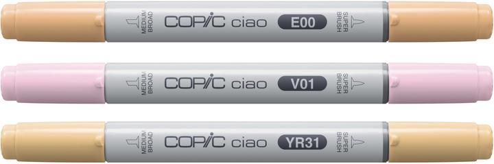 Actual product image Copic CIAO - Brand (V-01 Heath, E-00 Cotton Pearl, YR-31 Light Reddish Yellow, 6 mm, 3 x)