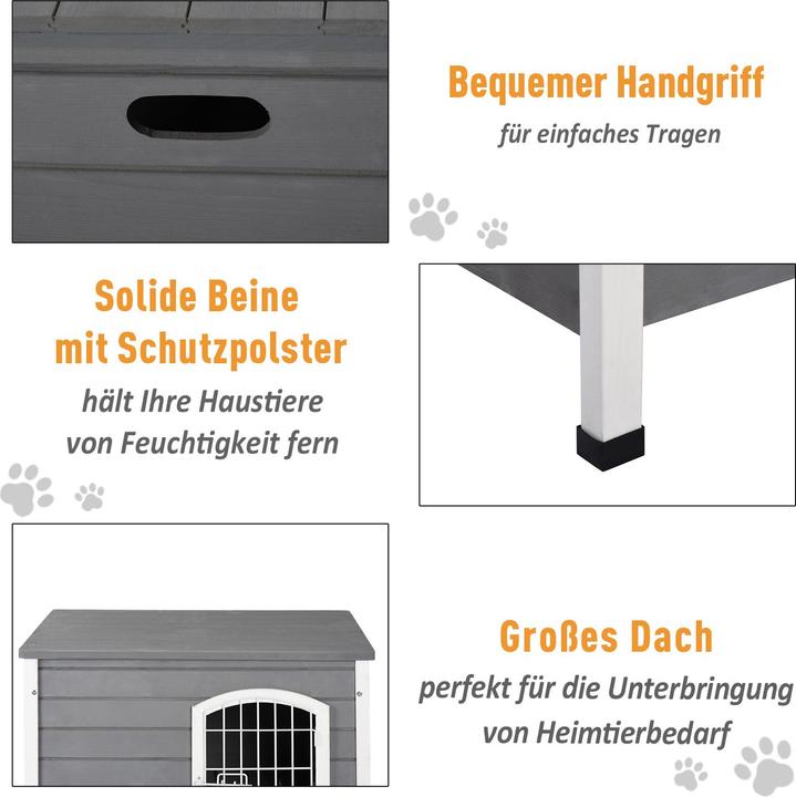 Produktbild PawHut Hundehütte mit Tür (Hundezwinger)