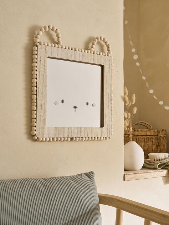 Image du produit Vertbaudet Kinderzimmer Spiegel mit Bärengesicht HYGGE, Holzperlen (30 x 30 cm)