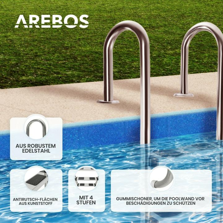 Actual product image Arebos Stainless steel pool ladder