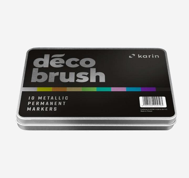Produktbild Karin Brush Marker Pro Metall Box (Metallic Silver, Metallic Blue, Metallic Red Gold, Metallic Violet, Metallic Light Green, Metallic Black, Metallic Green, Metallic Copper, Metallic Pink, Metallic Gold, 10 x)