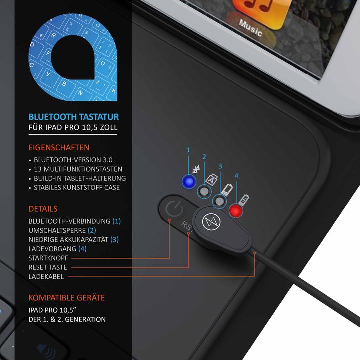 Image du produit Aplic Clavier Bluetooth avec étui en cuir synthétique pour iPad Pro 10,5 pouces (DE, iPad Pro 10.5)