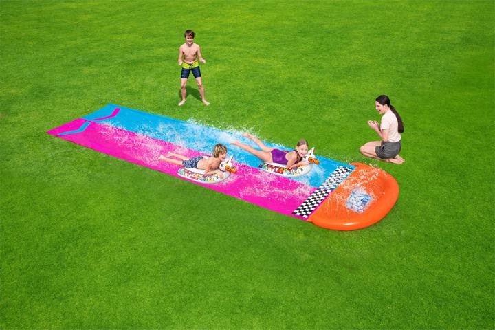 Produktbild Bestway 2er-Wasserrutsche mit aufblasbaren Lama-Schwimmtieren