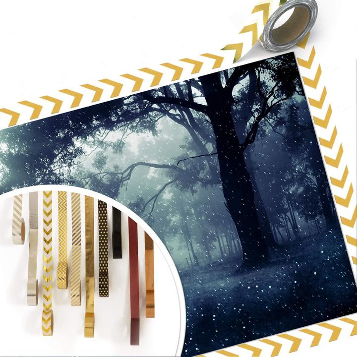 Actual product image Trenddeko Deer in morning forest (100 x 70 cm)
