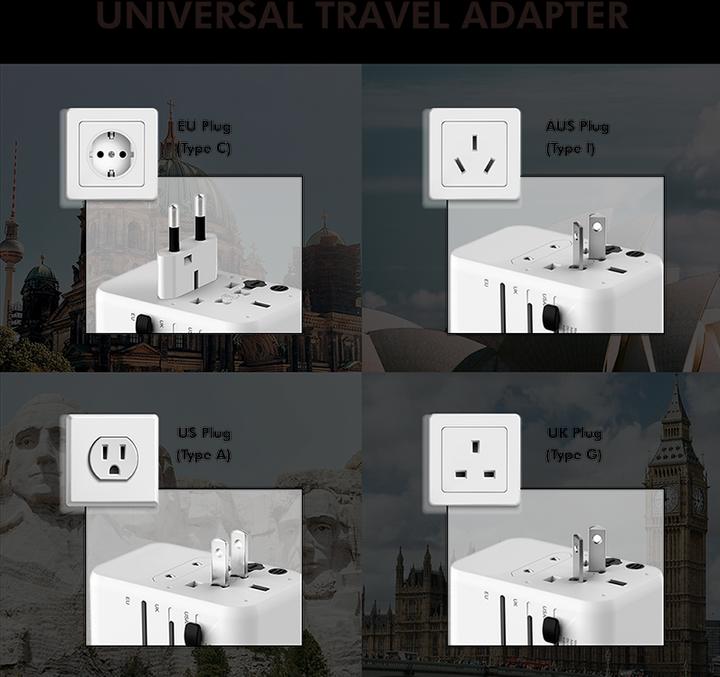 Image du produit LogiLink Universal-Reisenetzteil, 20 W (PD), 4x-Anschlüsse, feuerfest, weiss