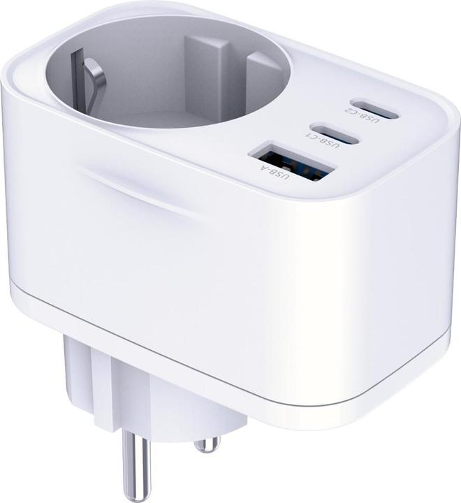 Produktbild 3MK Adapter sieciowy Hyper Comfort Charger 30W 1xUSB-A 2xUSB-C 1xSchuko PD QC3.0 biały (30 W)