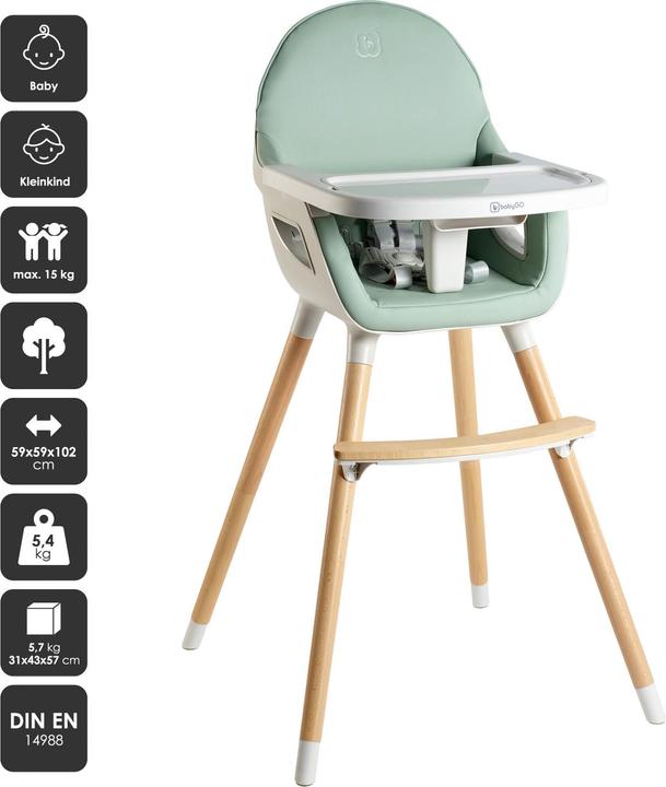Produktbild BabyGo Hochstuhl Skandi grün (Hochstuhl)