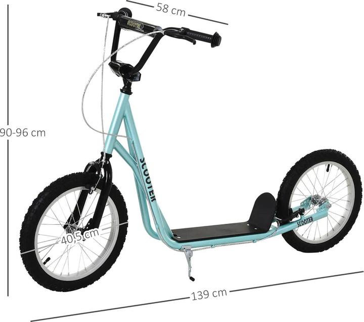 Actual product image Homcom Height-adjustable children's scooter with brake Lightweight light blue