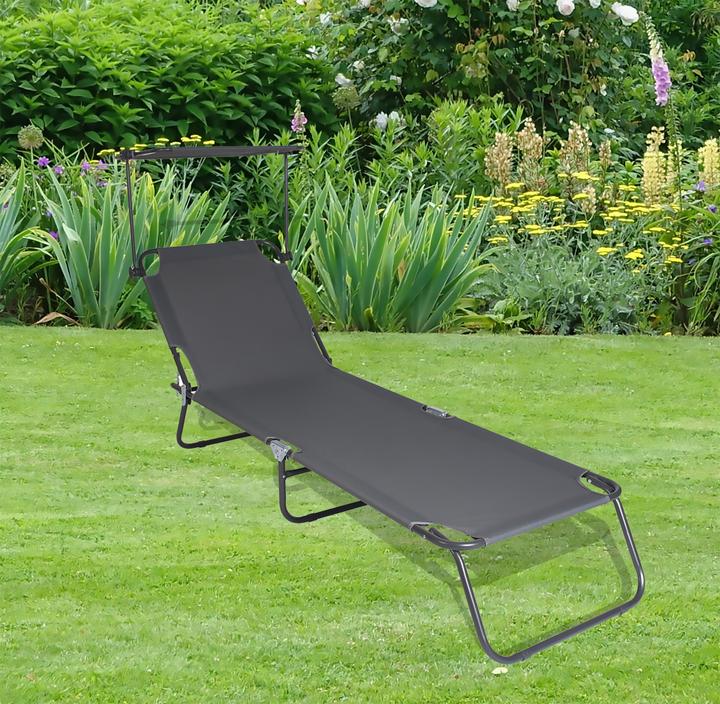 Produktbild VCM Sonnenliege Liegestuhl mit Sonnendach (185 cm)