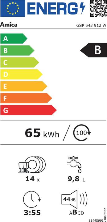 Label énergétique Amica Geschirrspüler
