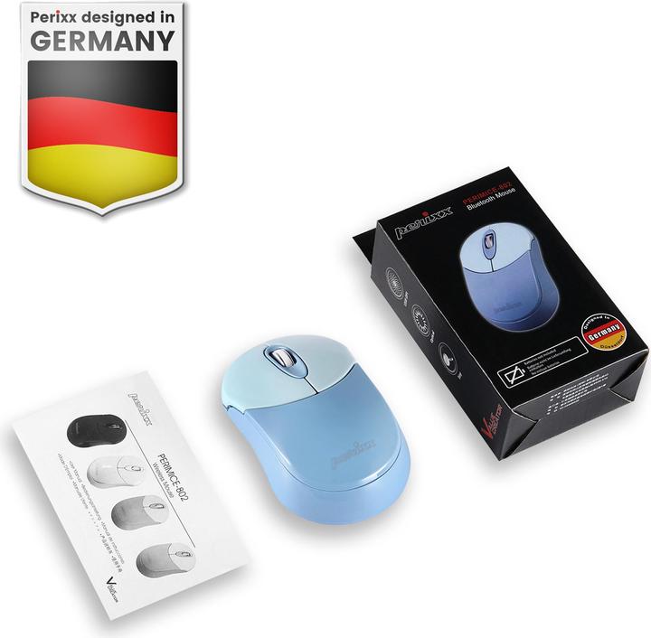 Produktbild Perixx PERIMICE-802BL, Bluetooth-Maus für PC und Tablet, schnurlos, blau (Kabellos)