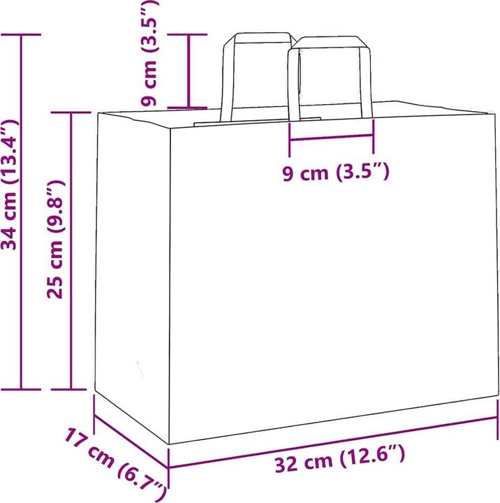 Produktbild VidaXL Kraftpapiertüten 250 Stk. mit Henkel Grün 32x17x25 cm Papiertüte (Geschenktüte, 250 x)