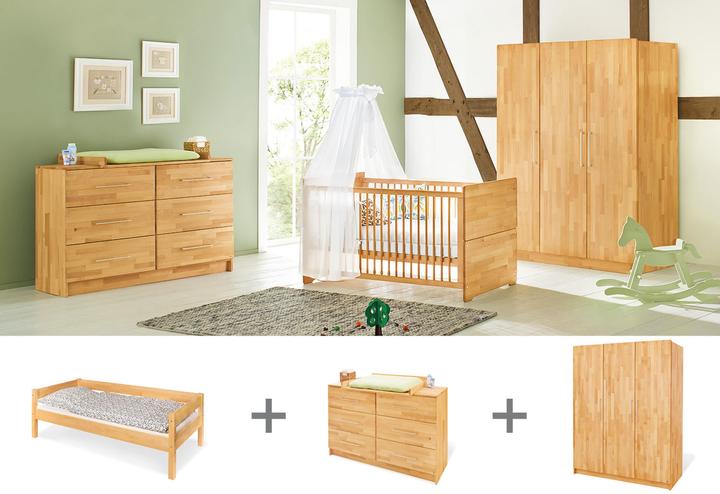 Pinolino Jugendzimmer „Natura” extrabreit gross, 3-tlg. (Kinderkleiderschrank, Wickelkommode)