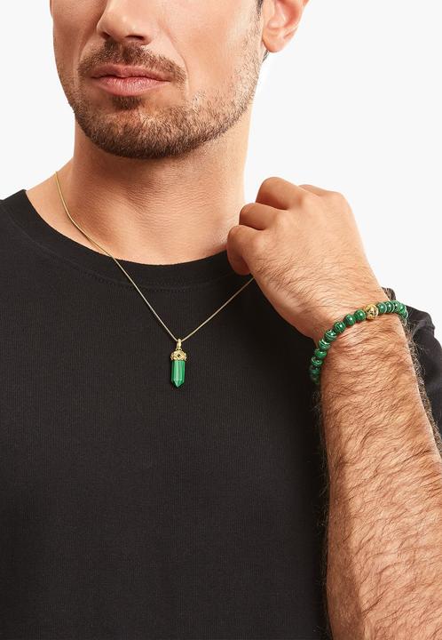 Actual product image Thomas Sabo Beads bracelet with gold-plated green stones (19 cm, 750 yellow gold gilding, 925 sterling silver)