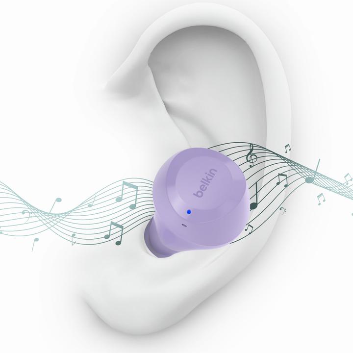 Produktbild Belkin wireless soundform bolt tws hellviolett (keine Geräuschunterdrückung, 38 h, Kabellos)