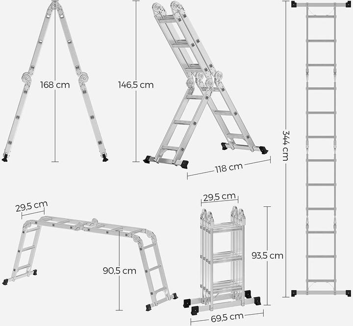 Produktbild Songmics Caroline (Mehrzweckleiter, Trittleiter, Gerüst, 344 cm)