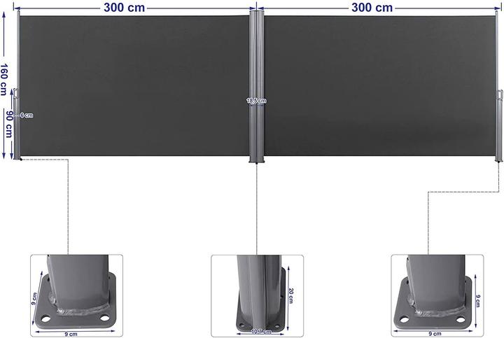 Produktbild Songmics Doppelseitenmarkise (160 cm)