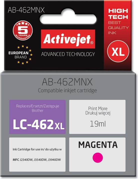 Image du produit Activejet AB-462BNX Tinte für Brother Drucker Ersatztinte Brother LC-462XLBK Supreme 64 ml schwa