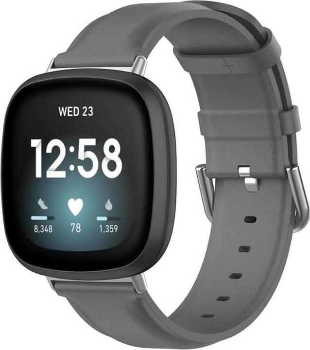 Actual product image Cover-Discount Fitbit Versa / Sense - Leather bracelet grey (Faux leather, Versa 3, Sense)