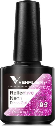 Actual product image Venalisa Gel Varnish Reflective Neon Disco Gel BD05 (Pink Glitter, Gel-Effect Nail Polish)