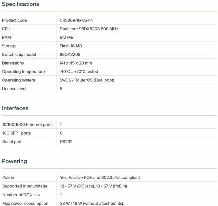 Produktbild MikroTik CRS309-1G-8S+INL (9 Ports)
