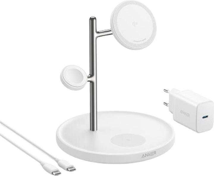 Actual product image Anker Stacja magnetyczna MagGo 15W 3-in-1 Biała (15 W)