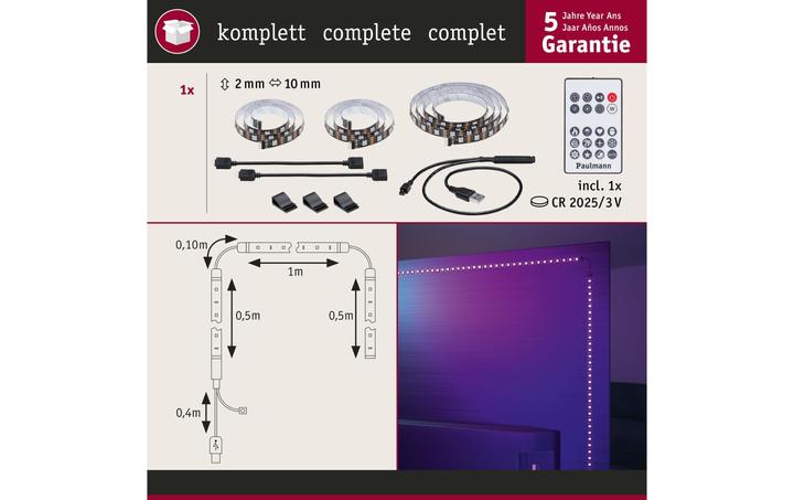 Produktbild Paulmann EntertainLED USB TV Stripe (RGB, 200 cm, Indoor)