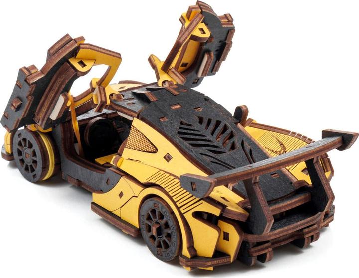 Image du produit Eco Wood Art Kit de maquette 3D en bois - Voiture de course - Jaune (237 pièces)