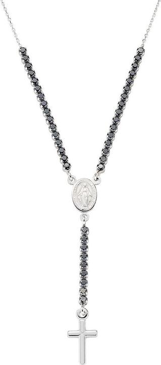Amen Rosary Style Tennis Cross Halskette (Silber 925)